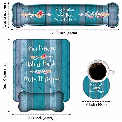 Keyboard Wrist Rest and Mouse Pad Wrist Support Set, Inspirational Quote Stay Positive Work Hard and Make It Happen Non-Slip Rubber PU Base for Home Office Working Studying Easy Typing & Pain Relief - color: Inspirational Quote Stay Positive Work Hard and