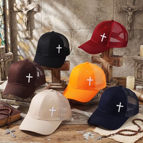 6/12 Pack Christian Hats Bulk for Men Women - style: Cross