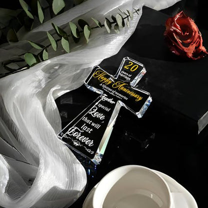 JOASURA 20th Wedding Anniversary Crystal Cross Gifts for Couple - style: 20th