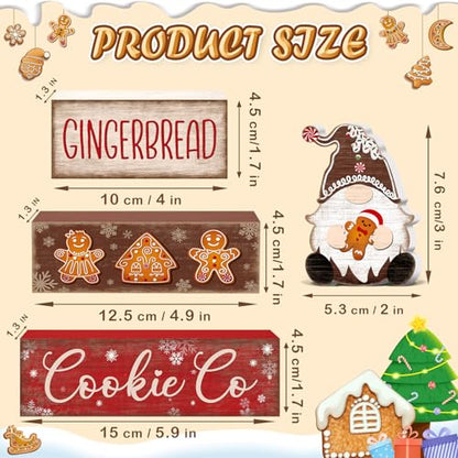 Britimes Tiered Tray Decor Set, 4 Pack, Wooden Table Sign, Gingerbread - style: Gingerbread Cookie