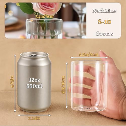 TBWIND 12pcs 4 Inch Clear Glass Cylinder Vases for Centerpieces - size: 12 Pack 4 Inch - Clear
