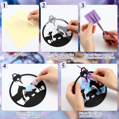 Motipuns 32 Pcs Christmas Nativity Suncatcher Craft Kit for Kids Church - style: Nativity Scene