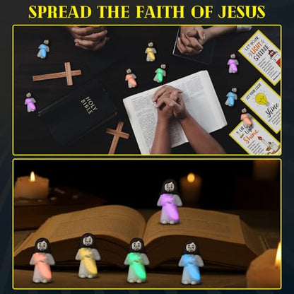 CroBlissful 100 Sets Mini Jesus Figurines Glow in Dark, Holding A Cross - style: Holding A Cross