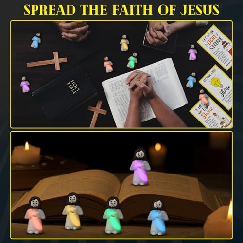 CroBlissful 100 Sets Mini Jesus Figurines Glow in Dark, Holding A Cross - style: Holding A Cross