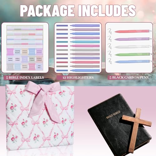 Sadnyy Quilted Bow Bible Cover for Women,Pink - color: Pink