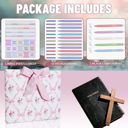 Sadnyy Quilted Bow Bible Cover for Women,Pink - color: Pink