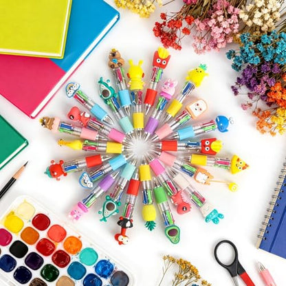 60 Pcs Multicolor Pen Delightful Multi Color Pen Gifts, 4-in-1 Pens Bulk Ballpoint Pens Fidget Pen for Party Favors & Birthday