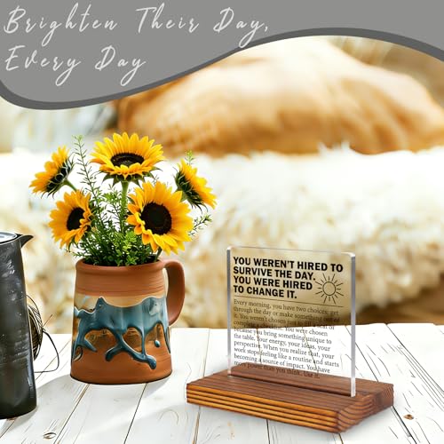 Motivational Office Desk Sign for Coworker Employee Boss, You Weren’t Hired to Survive the Day Inspirational Acrylic Plaque, Leadership Encouragement Gift Decor EC420 - style: Coworker Employee Boss