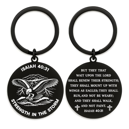 Isaiah 40:31 Keychain, Christian Keychain for Men, Eagle Bible Verse Gift