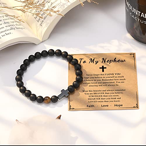 Cross Bracelet, To Mens Boys Christian Gifts for Birthday Christmas - style: Nephew