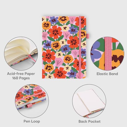 &And Per Se Lined Hardcover Notebook – A5 5.7"x8" College Ruled, 160 Pages, 100gsm Thick Paper – Aesthetic Journal for Women, Gift-Ready Planner, Everyday Writing Notebook (Elegant Florals) - color: j.Elegant Florals, style: Lined with Pattern