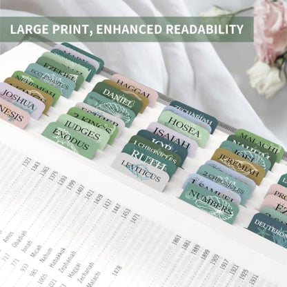 Taja Bible Tabs, 75 Large Print Index Tabs for Women & Men - color: R-coastal Grace