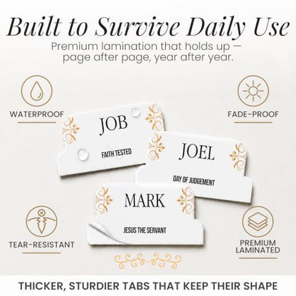 90 Christian Bible Tabs for Women, Men, and Kids - White - color: White