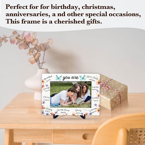 Christian Encouragement Picture Frame, Butterfly Wooden Photo Frame With Stand For Office Home, Inspirational Scripture Gifts For Women, Bible Verses Gifts For Sister Friend Colleague Daughter, A16 - color: You Are Beautiful