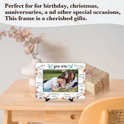 Christian Encouragement Picture Frame, Butterfly Wooden Photo Frame With Stand For Office Home, Inspirational Scripture Gifts For Women, Bible Verses Gifts For Sister Friend Colleague Daughter, A16 - color: You Are Beautiful