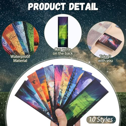 200 Pcs Christian Gift for Women Christian Accessories Include 50 Bible Verses Notebook 50 Church Bookmark 50 Ballpoint Pen Organza Bag Gift for Christmas Church Motivational (Landscape) - style: Landscape