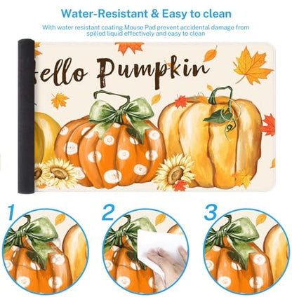 Britimes Large Mouse Pad, Mouse Pad, 31.5 x 15.7 Inch, Fall Orange Pumpkin - color: Hello Pumpkin