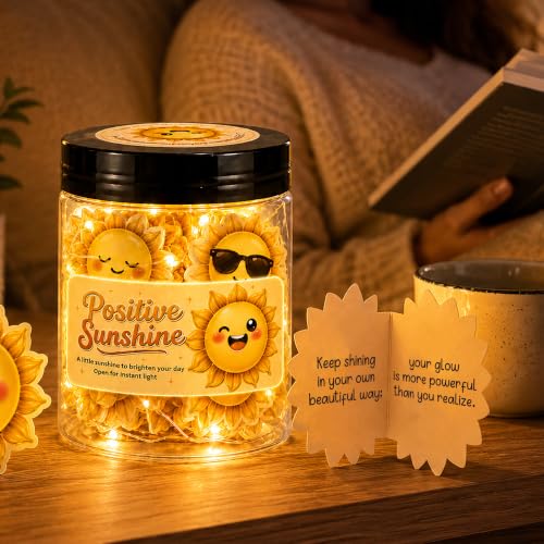 Positive Sunshine Jar, 30 Positive Notes for Women, Emotional Support Cards - color: Positive Sunshine Jar