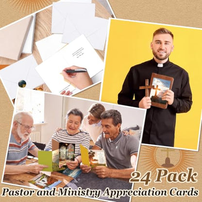 AmazingSpark 24 Pack Pastor Appreciation Cards with Envelopes, Scenery - style: Scenery