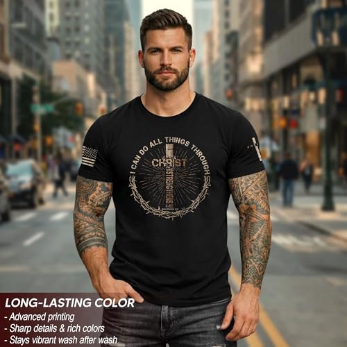 I Can Do All Things Through Christ, Jesus Shirts Men 2 - color: Dark-heather, size: Large