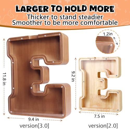 UBeesize 12in Extra Large Wooden Piggy Bank,Letter Piggy Bank for Boys Girls,Money Coin Bank for Kids,Christmas,Birthday,Children“s Gift and Home Office Decoration（C） - color: C, size: 12 inches