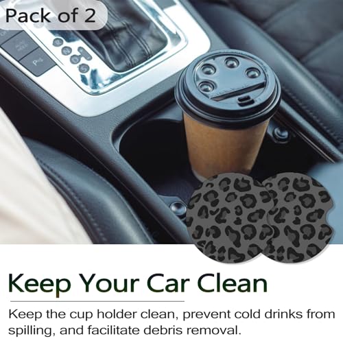 3.5 Inch Car Coasters for Cup Holders - Black Leopard - color: Black Leopard, size: 3.5 inch