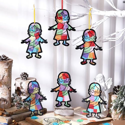 Motipuns 32 Sets Suncatcher Craft Kit with Tissue Paper, Sunday School VBS - style: Jesus