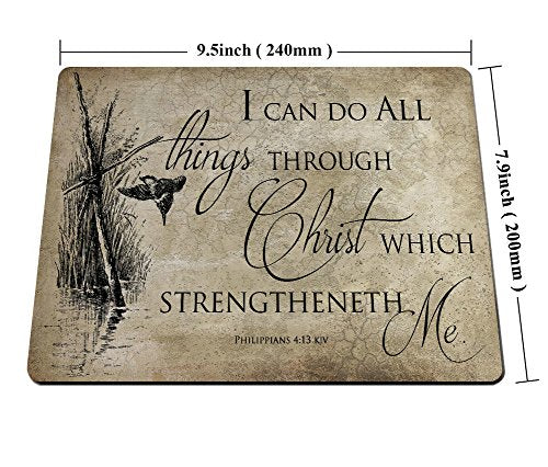 Smooffly Gaming Mouse Pad Custom Bible Verse Christian Jesus，I can do All Things Through Christ which strengtheneth me，Philippians 4 13