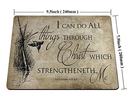 Smooffly Gaming Mouse Pad Custom Bible Verse Christian Jesus，I can do All Things Through Christ which strengtheneth me，Philippians 4 13