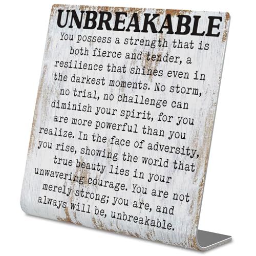 Unbreakable Inspirational Desk Sign Resilience & Strength Quote Decor - style: Unbreakable