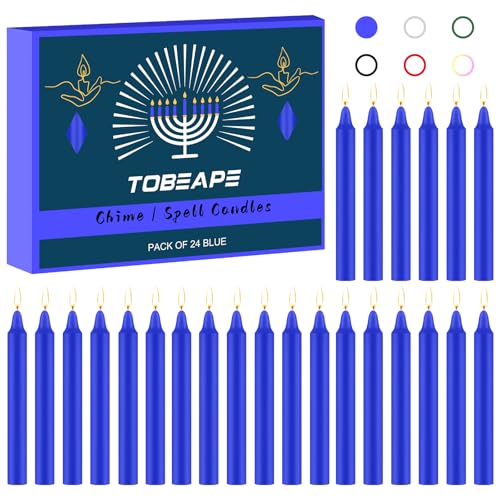 Tobeape 24 Pack Blue Spell Chime Candles, 4" Unscented Mini Taper Candles - color: Blue, size: 4 inch Taper Candle-24pcs