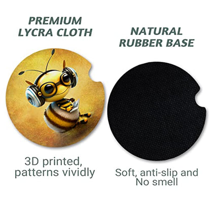 Yonlevres Car Coasters for Cup Holders, Bee, 2 Pack - color: Bee