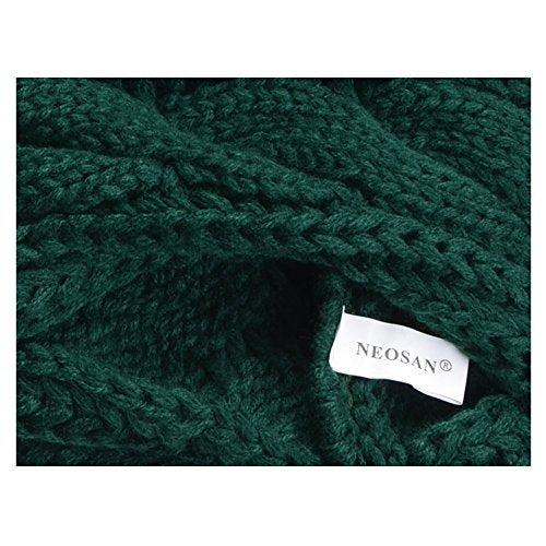 NEOSAN Womens Thick Ribbed Knit Winter Infinity Circle Loop Scarf - color: Twist Dark Green