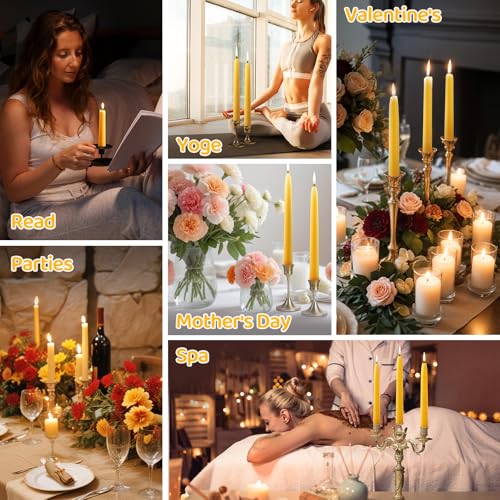 Beeswax Taper Candles, Handmade Natural Candles Sticks,9 Inch,18 Pack - color: Yellow, size: 9 inch