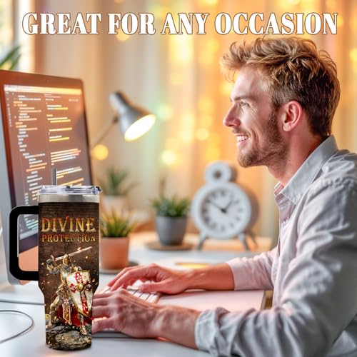 DUUV Armor of God Tumbler 40oz, Insulated Christian Cup Gift for Man Women - color: Divine Protection