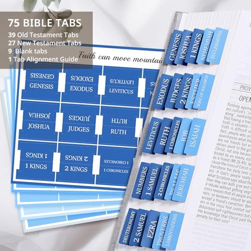 Taja Bible Tabs, 75 Large Print Index Tabs for Women & Men - color: A-ocean Serenity