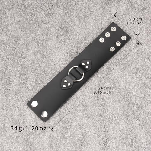 Jeilwiy Punk Rock Gothic Black Rivet Leather Spiked Necklace Collar Neckband Leather Choker Necklace for Women Mom Gifts Adjustable - color: 08 Leather Cuff Bracelet Black