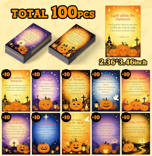 100 Pcs Halloween Scripture Cards, Gospel Tracts Pocket Prayer Cards Bulk - style: Halloween
