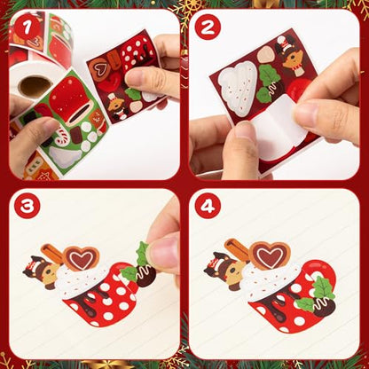 Haooryx Christmas DIY Sticker Roll, 300 Pcs Make Your Own Hot Cocoa Cup - style: Hot Cocoa 1Roll