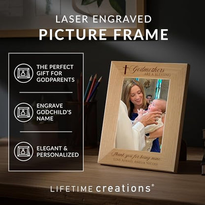 Godmother Gifts, Personalized Picture Frame 4x6 Vertical Engraved Wood - color: Custom - Godmothers, size: 4" x 6" Portrait
