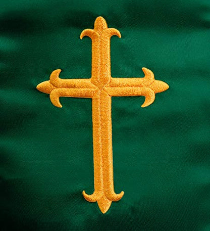 IvyRobes Unisex-adult's Satin Clergy Stole with Embroidery Cross 90"-4 Colors Available - color: Emerald