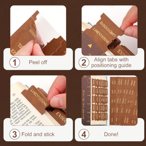 Leather Bible Tabs, Bible Tabs for Women and Men(Gold Foil Lettering) Large Print Stickers, Easy to Read and Apply, 66 Chapters & 14 Blank Labels for Easy Navigation, Bible Study Supplies(Brown) - style: Leather Brown