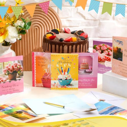Motiskyy 120 Pack Religious Christian Birthday Cards Bulk with Scripture Bible Verse 4.5 x 6.2 Inch Assorted Christian Blessing Greeting Card for Birthday with Envelopes and Stickers (Warm Style) - style: Warm Style