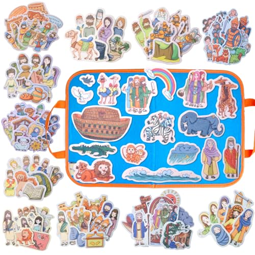 CHEFAN Noah's Ark Felt Board Bible Stories, 12 Story Set for Kids - color: Bible-story-12pack-d