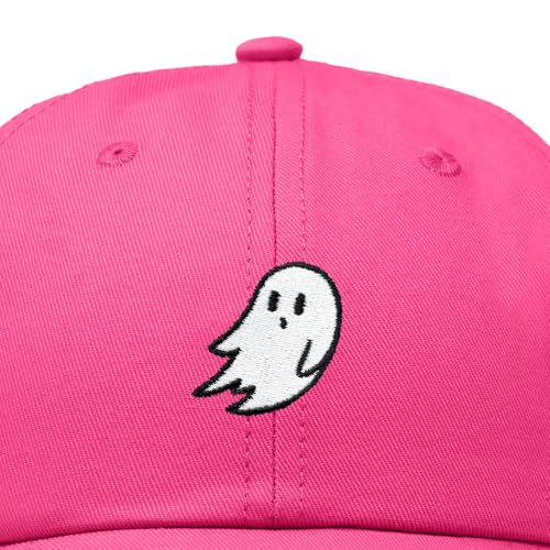 DALIX Ghost Embroidered Mens Womens Cotton Dad Hat Baseball Cap Adjustable - color: Hot Pink