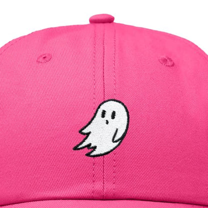 DALIX Ghost Embroidered Mens Womens Cotton Dad Hat Baseball Cap Adjustable - color: Hot Pink