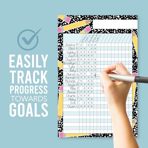 Attendance Chart for Classroom -8pc Laminated Chore & Reward Chart for Kids - color: Composition Notebook