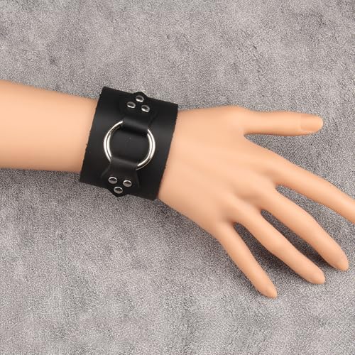 Jeilwiy Punk Rock Gothic Black Rivet Leather Spiked Necklace Collar Neckband Leather Choker Necklace for Women Mom Gifts Adjustable - color: 08 Leather Cuff Bracelet Black