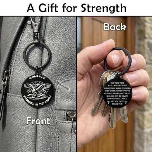 Isaiah 40:31 Keychain, Christian Keychain for Men, Eagle Bible Verse Gift