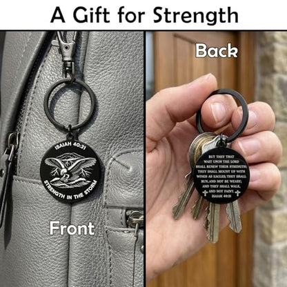 Isaiah 40:31 Keychain, Christian Keychain for Men, Eagle Bible Verse Gift